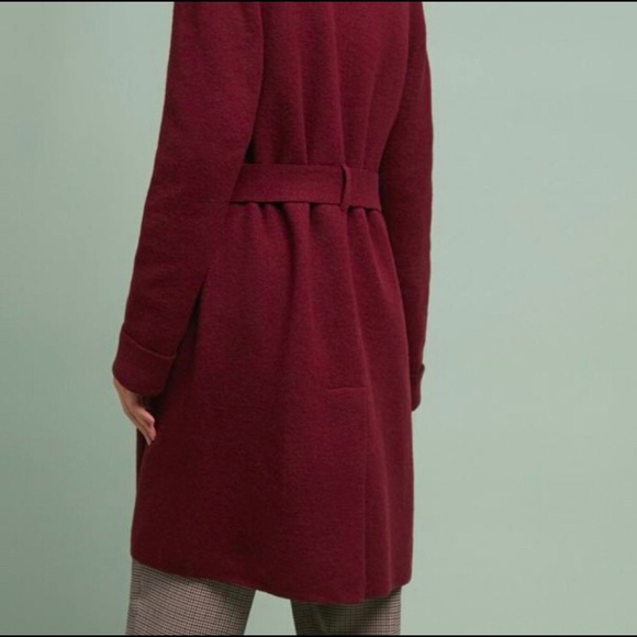 Anthropologie Moth Wine Mayella Sweater Coat with Belt - Picture 9 of 11